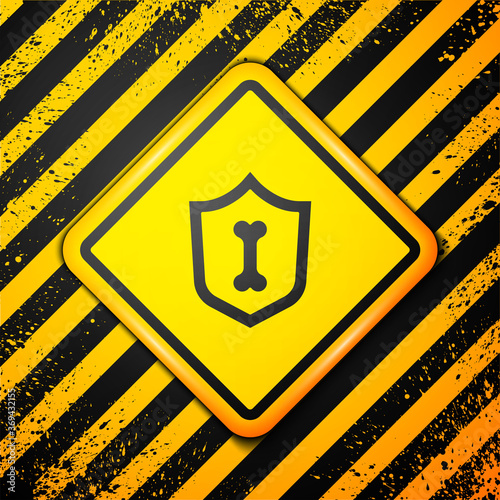 Black Animal health insurance icon isolated on yellow background. Pet protection concept. Warning sign. Vector.