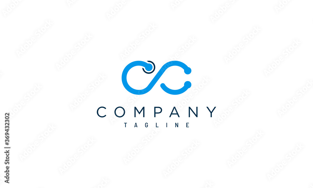 Stethoscope of infinity shape with the letter C. Logo design for medical and pharmaceutical Stethoscope of infinity shape with the letter C. Logo design for medical and pharmaceutical