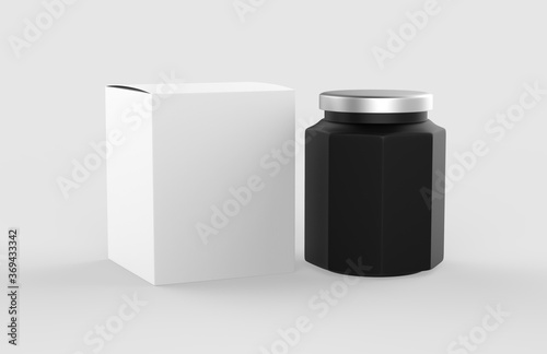 Honey jar mock ups isolated on white. Honey packaging design concept. 3d illustration photo