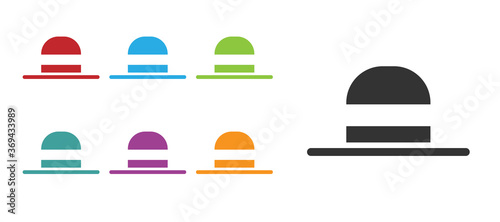 Black Elegant women hat icon isolated on white background. Set icons colorful. Vector.