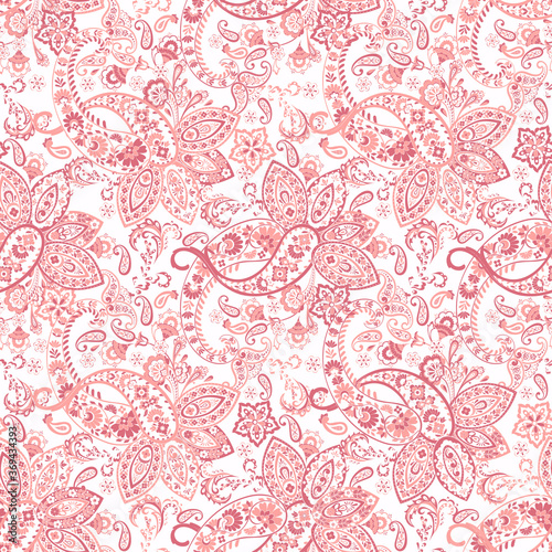 Paisley Ornamental seamless pattern. kalamkari vector fabric background