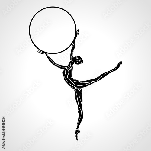 Rhythmic Gymnastics Girl with Hoop Silhouette vector