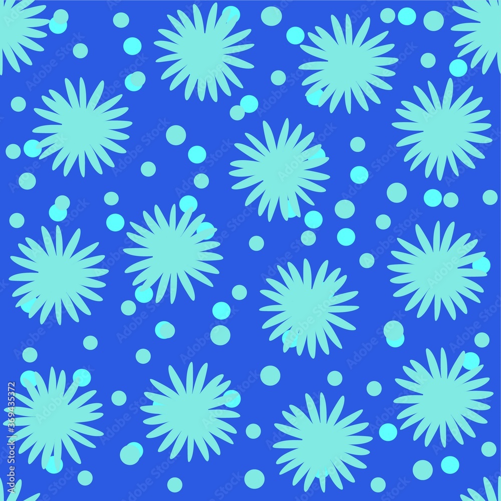seamless floral pattern, blue colors