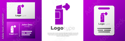 Logotype Pepper spray icon isolated on white background. OC gas. Capsicum self defense aerosol. Logo design template element. Vector.