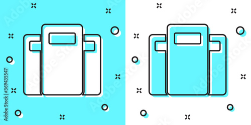 Black line Police assault shield icon isolated on green and white background. Random dynamic shapes. Vector.