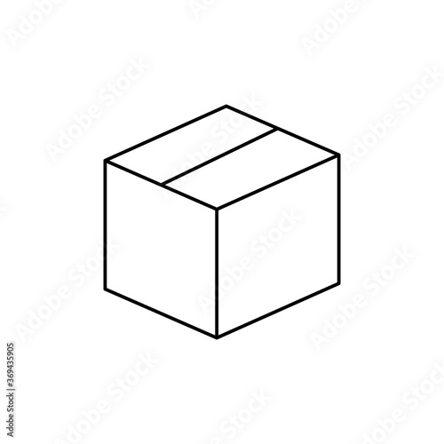 Box line icon. Closed box outline vector illustration isolated on white.