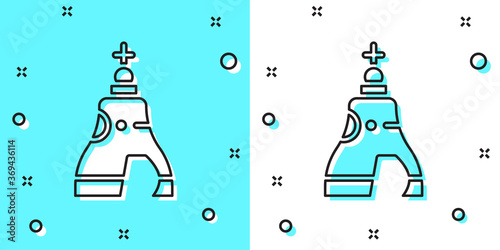 Black line The Tsar bell in Moscow monument icon isolated on green and white background. Random dynamic shapes. Vector.