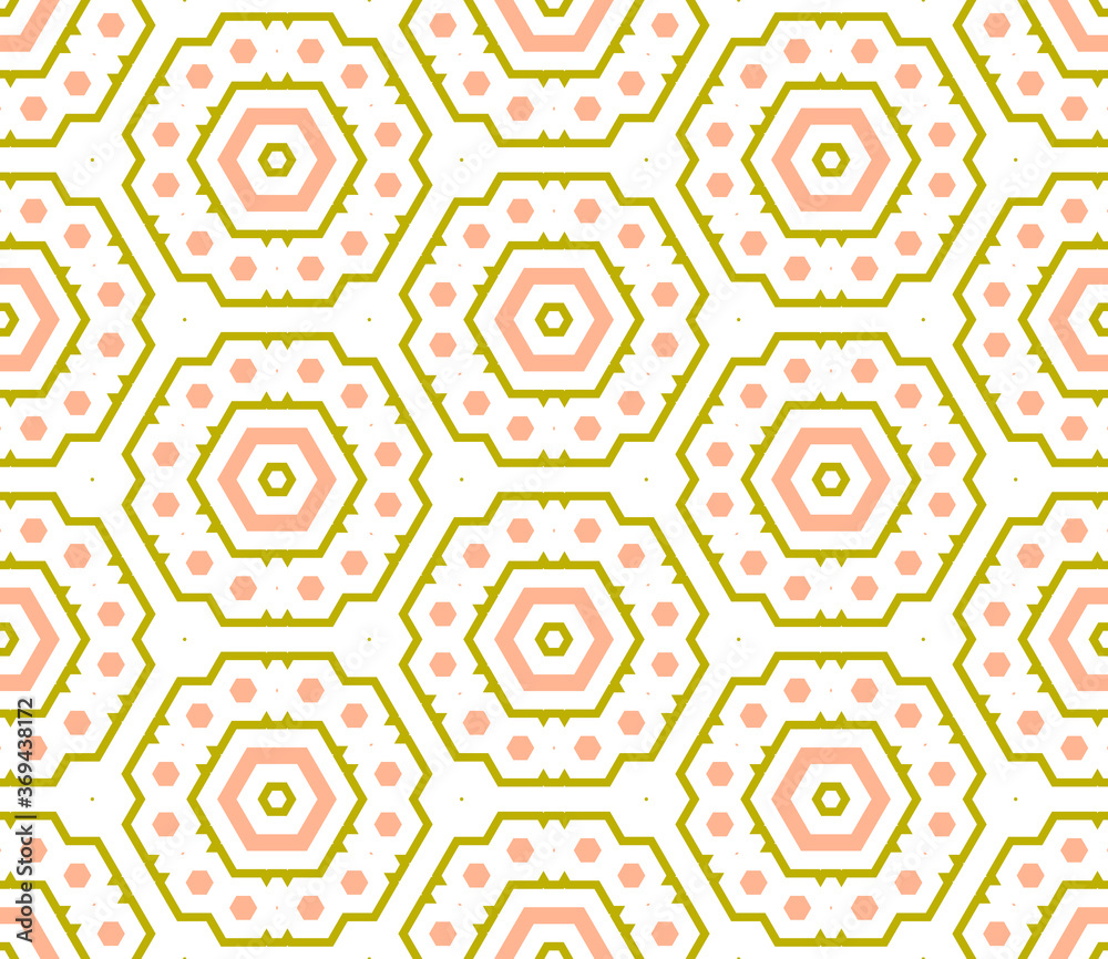 Cartoon geometric linear seamless pattern. Fantasy oriental mosaic background with different geo shapes. Arabesque tile wrapping paper. Vector illustration.      