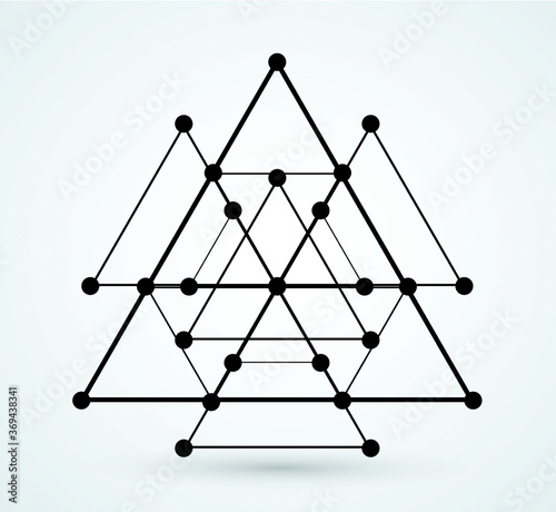 Triangles and circles Design element . Triangular Logo . Vector Lines, low poly object, trigonometry shape. Sacred geometry.