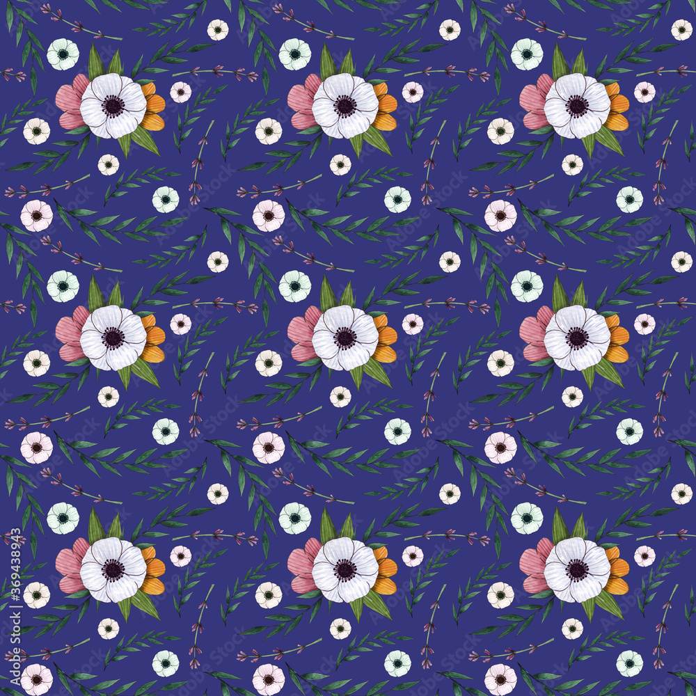 Floral seamless pattern with anemonas Floral seamless pattern with anemonas
