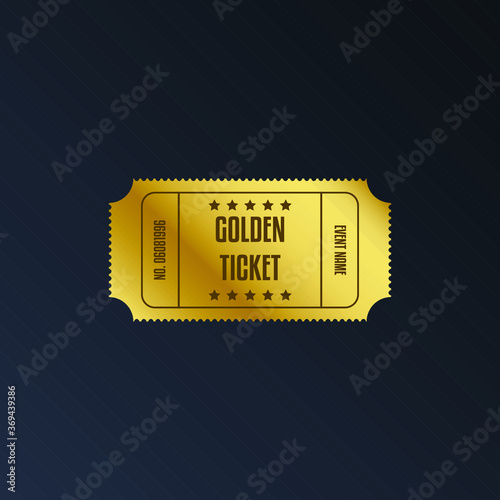 Luxury gradient mesh gold ticket and coupon template vintage vector isolated.