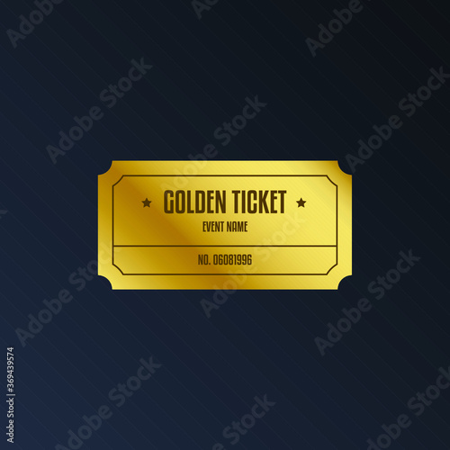 Luxury gradient mesh gold ticket and coupon template vintage vector isolated.