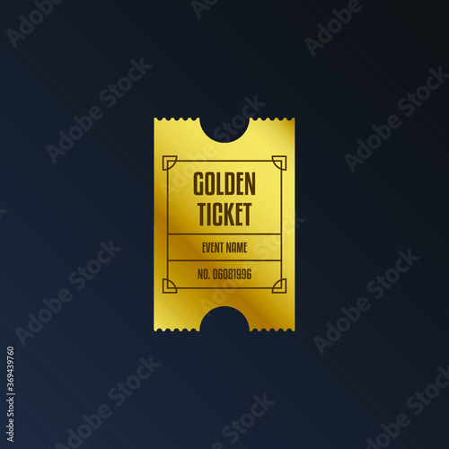 Luxury gradient mesh gold ticket and coupon template vintage vector isolated.