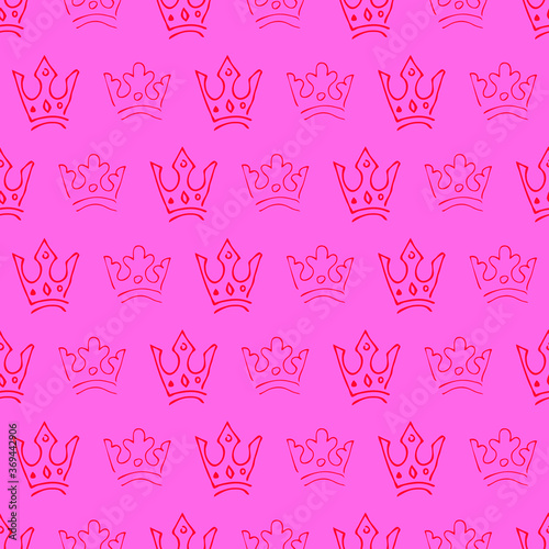 Seamless pattern of doodle queen or king crowns