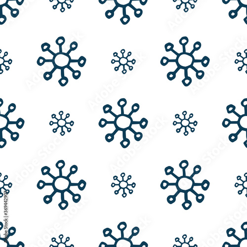 Seamless background of hand drawn snowflakes