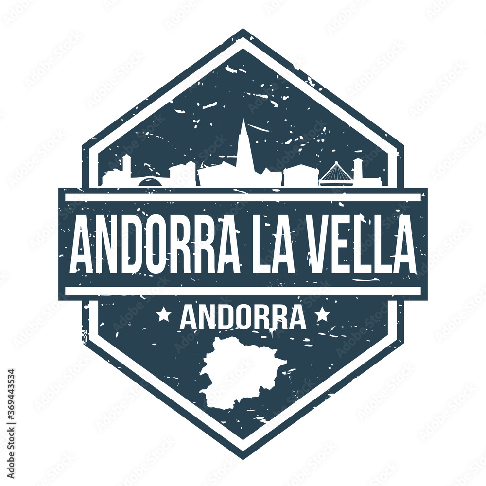 Andorra la Vella Travel Stamp Icon Skyline City Design Tourism Badge Rubber.