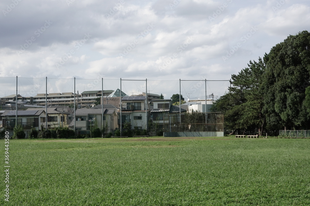 Local  baseball field with nobody