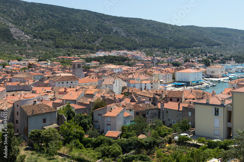 Panoramic view of Cres town on island of Cres, Adriatic sea, Croatia, Europe.