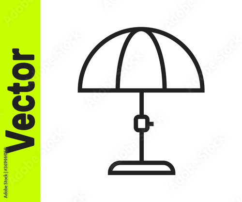 Black line Sun protective umbrella for beach icon isolated on white background. Large parasol for outdoor space. Beach umbrella. Vector.