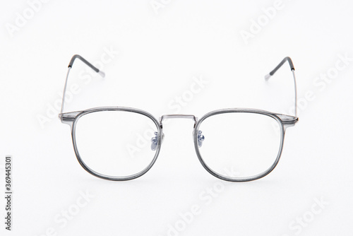 Fashion sunglasses gray frames on white background.