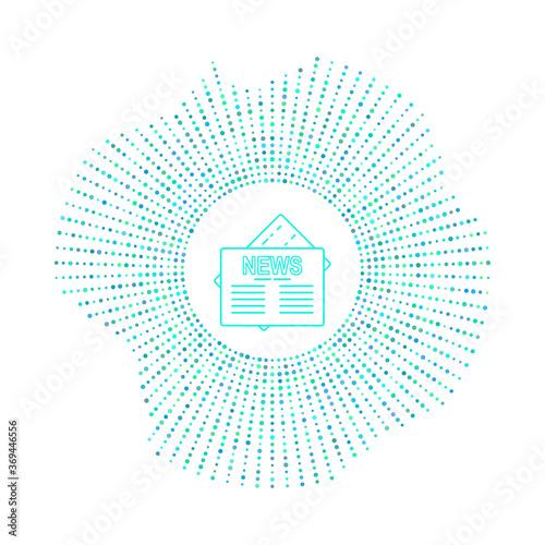 newspaper in badge with blue dots