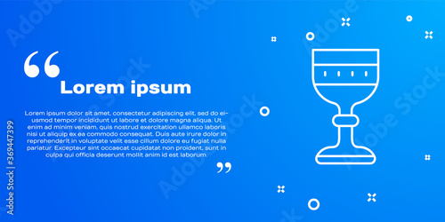White line Medieval goblet icon isolated on blue background. Vector.