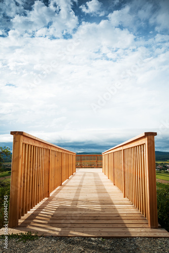 Wooden bridge to a viepoint in Burgenland