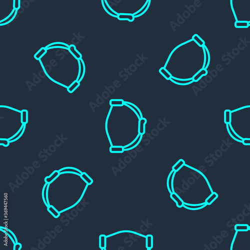 Green line Bow toy icon isolated seamless pattern on blue background. Vector.