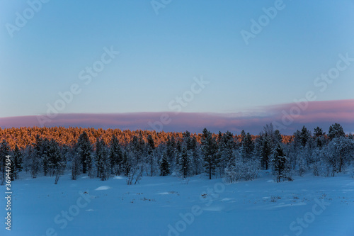 Wallpaper Mural Winter sunset in Nuorgam, Lapland, Finland Torontodigital.ca