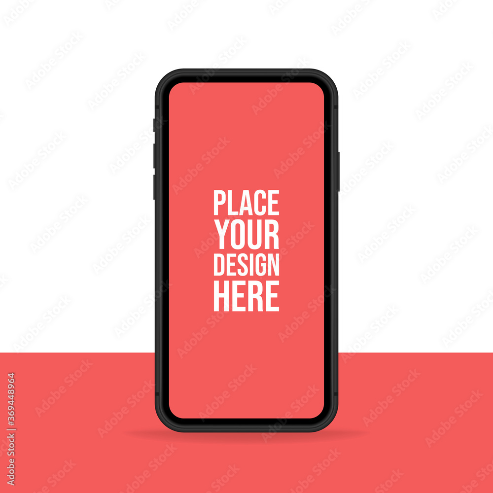 Smartphone mock up banner. Vector flat illustration. Smartphone blank screen. Smartphone mock up banner. Vector flat illustration. Smartphone blank screen.