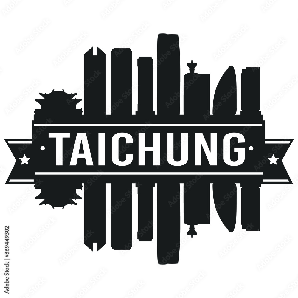 Taichung Taiwan. Skyline Silhouette City. Cityscape Design Vector. Famous Monuments Tourism.