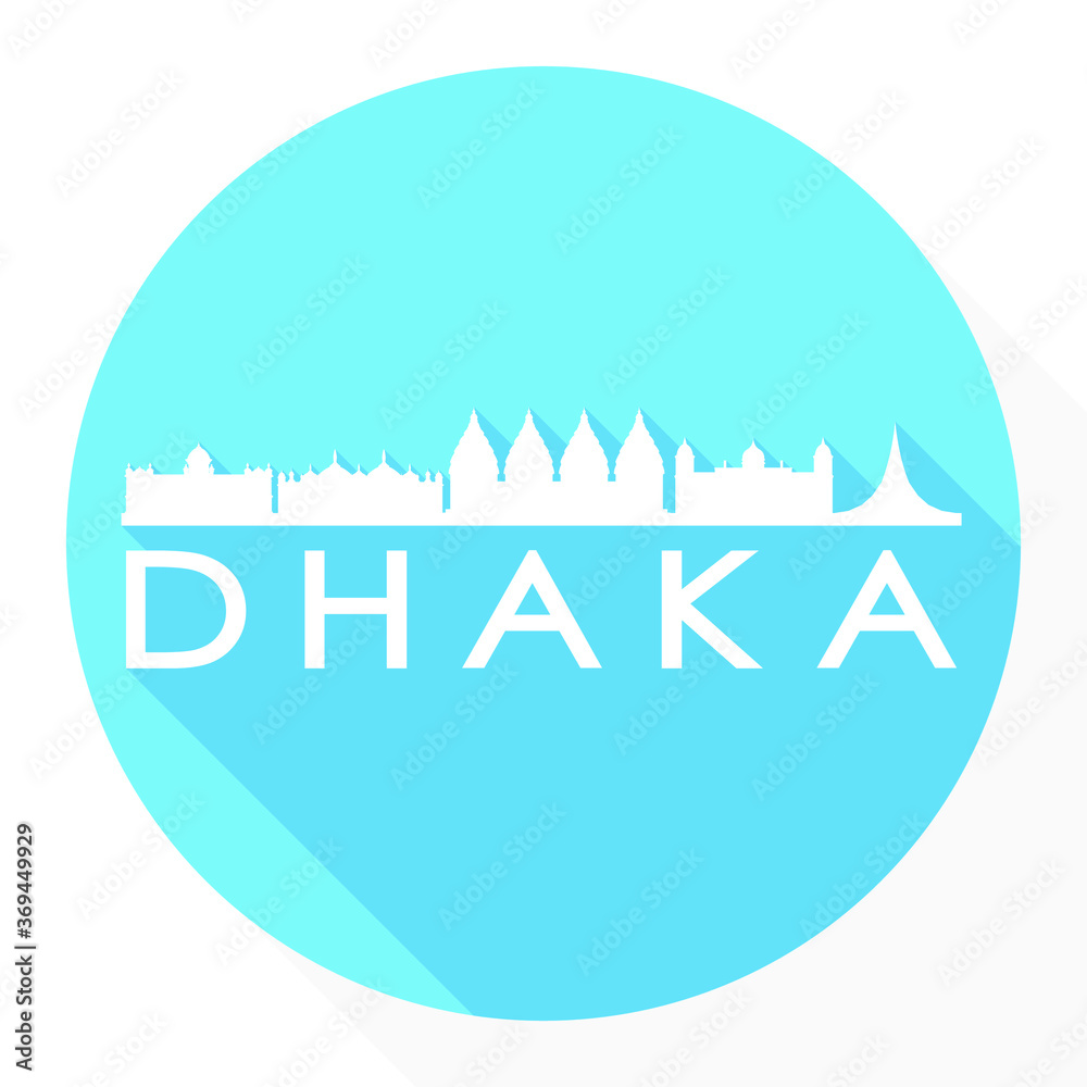 Dhaka Bangladesh Flat Icon Skyline Silhouette Design City Vector Art.