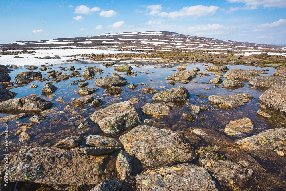 Puddles and stones on Putorana Plateau, Taimyr. Russia Puddles and stones on Putorana Plateau, Taimyr. Russia