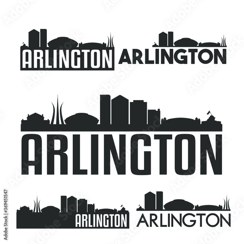 Arlington Texas Flat Icon Skyline Vector Silhouette Design Set. photo