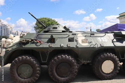 military trucks with army at Minsk street