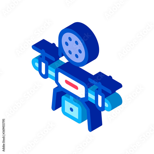 drone record movie icon vector. isometric drone record movie sign. color isolated symbol illustration