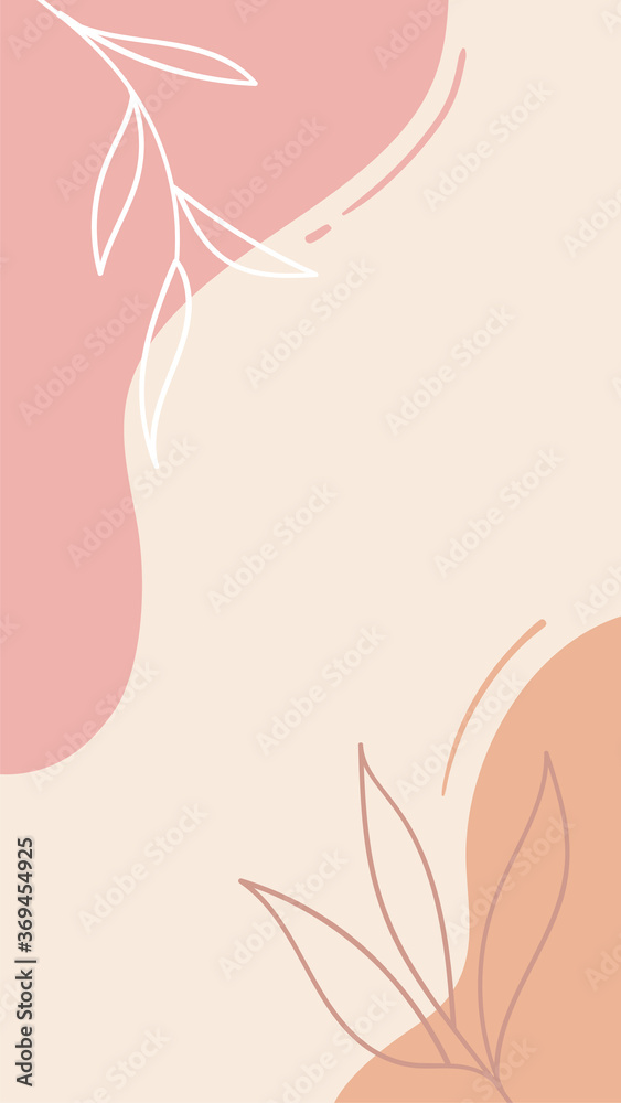 Social media stories vector abstract floral templates. Hand drawn trendy minimal pastel color organic backgrounds Social media stories vector abstract floral templates. Hand drawn trendy minimal pastel color organic backgrounds