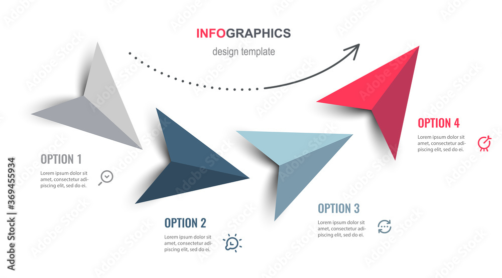 Vector Infographic design with arrows and 4 options or steps ...