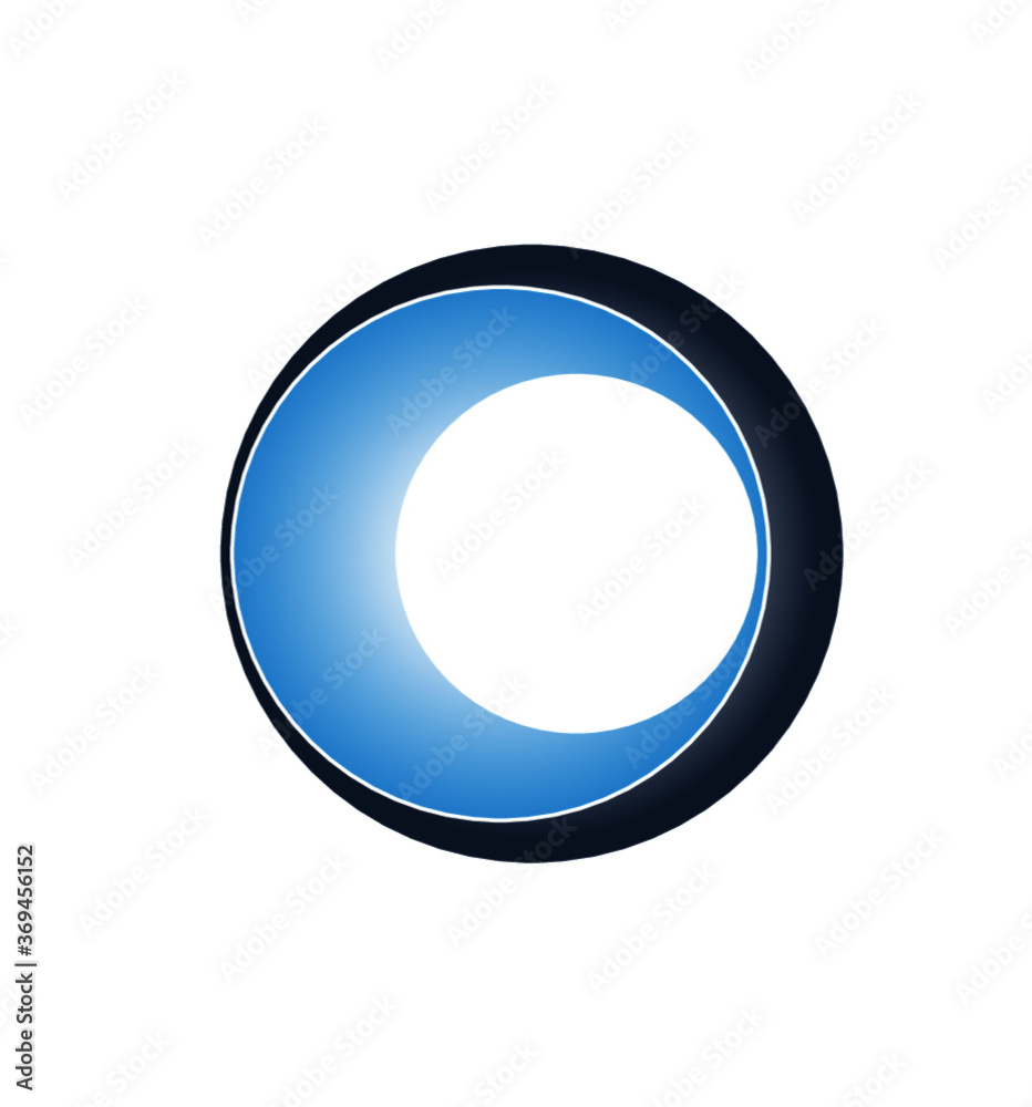 Letter O. Abstract in blue. Editable gradient and white stroke Letter O. Abstract in blue. Editable gradient and white stroke