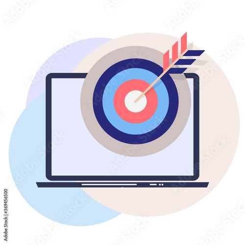 E-mail marketing Concept Flat  Background with Laptop. Vector Illustration