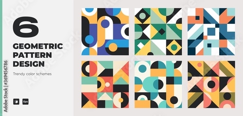 Set of Retro Abstract Geometric pattern designs. Applicable for Placards, Books, Posters, Flyers Banner etc.
