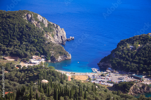 Panoramic view of Paleokastritsa bay, Corfu, Greece