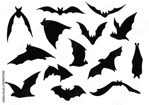 Bats silhouettes set. Vector shapes