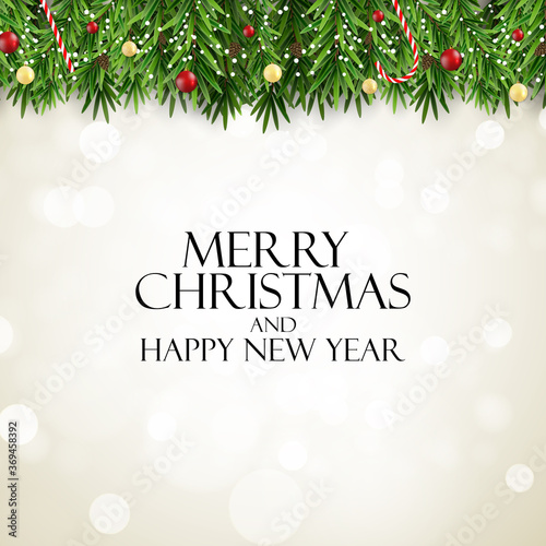 Merry Christmas and Happy New Year Background. Vector Illustration