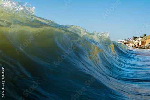 The rough sea. Big waves. The Black Sea coast  in Romania.