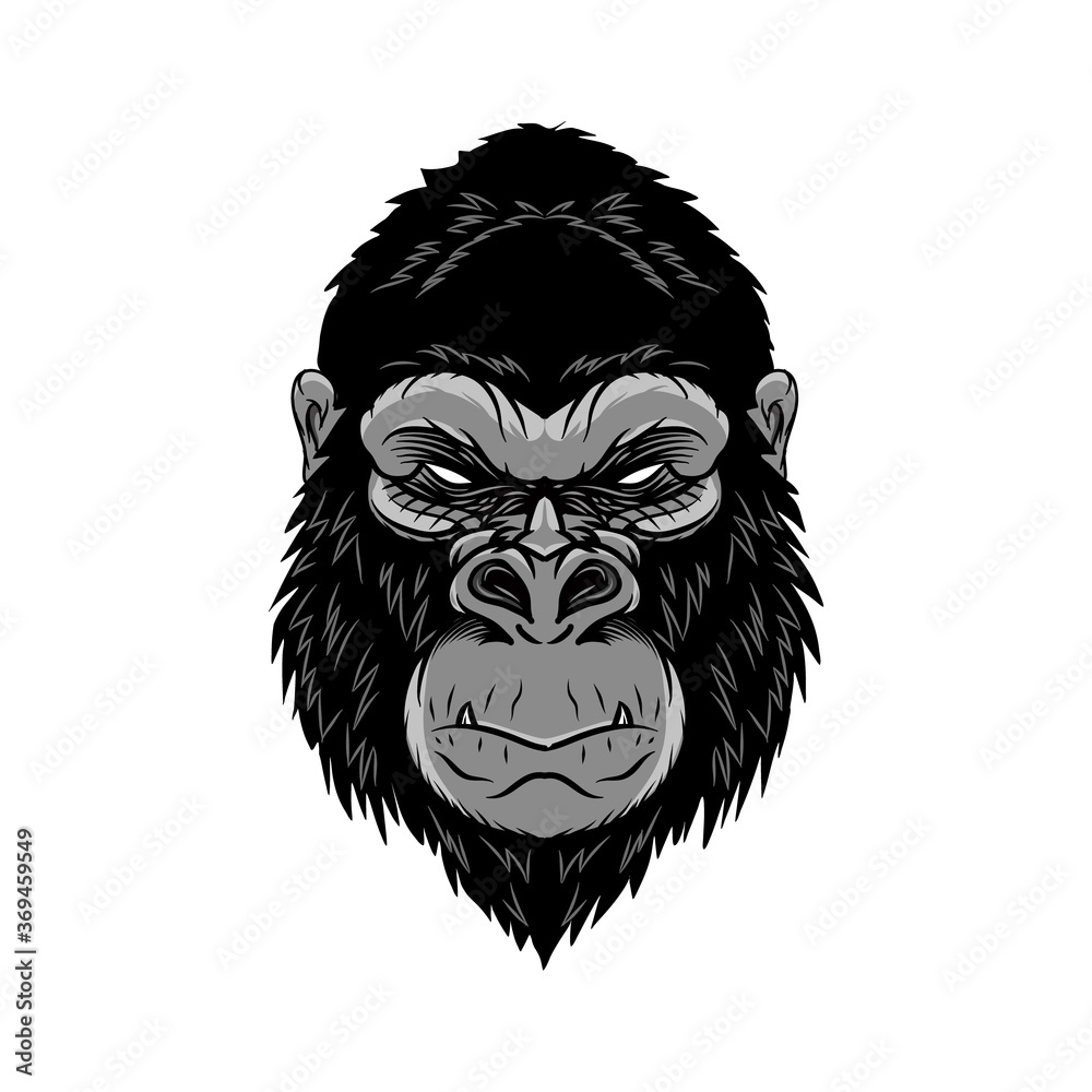 Animal head gorilla, ape, monkey. wild logo vector illustration. editable vector.