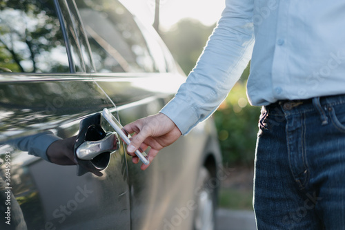 man with car