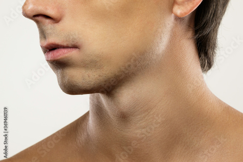 Closeup of clean-shaven male face