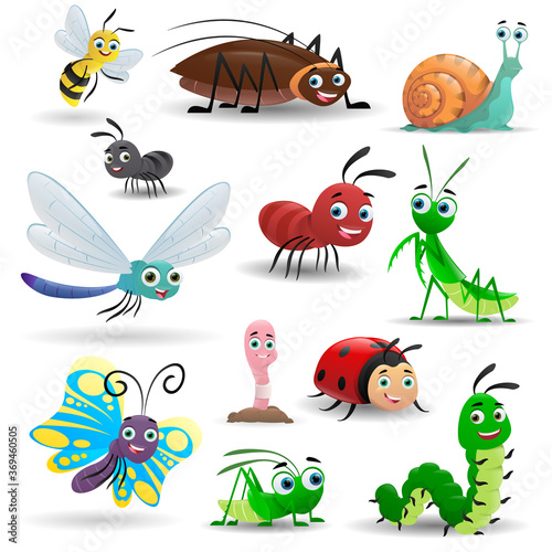 Big set cartoon cute insects © NADIIA