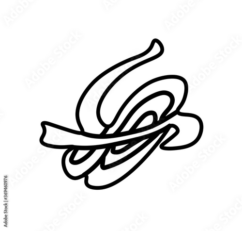 Vector spaghetti a black line. Simple food and cooking illustration in doodle style on a white isolated background hand drawn. Design for social networks,web,advertising,banners,menus,recipes.